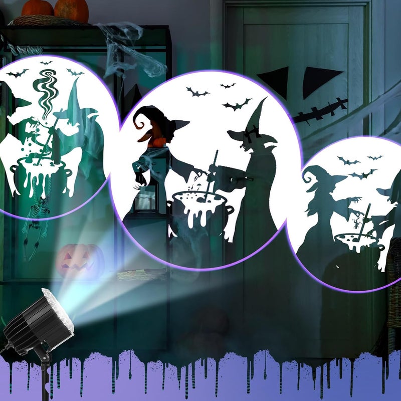 Lingvee Halloween Projector Light with 1 Film Slides Holiday LED Projector Lights Outdoor Reflectors Waterproof Landscape Decorative Rotation Lighting Movement Projection Lamp(Witches Poison) - Image 5